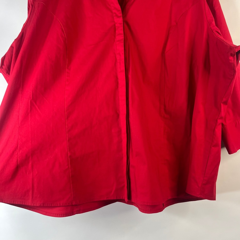 Riders by Lee Indigo Button Down Shirt Womens 4X Red 3/4 Sleeve Easy Care Career - Picture 4 of 8